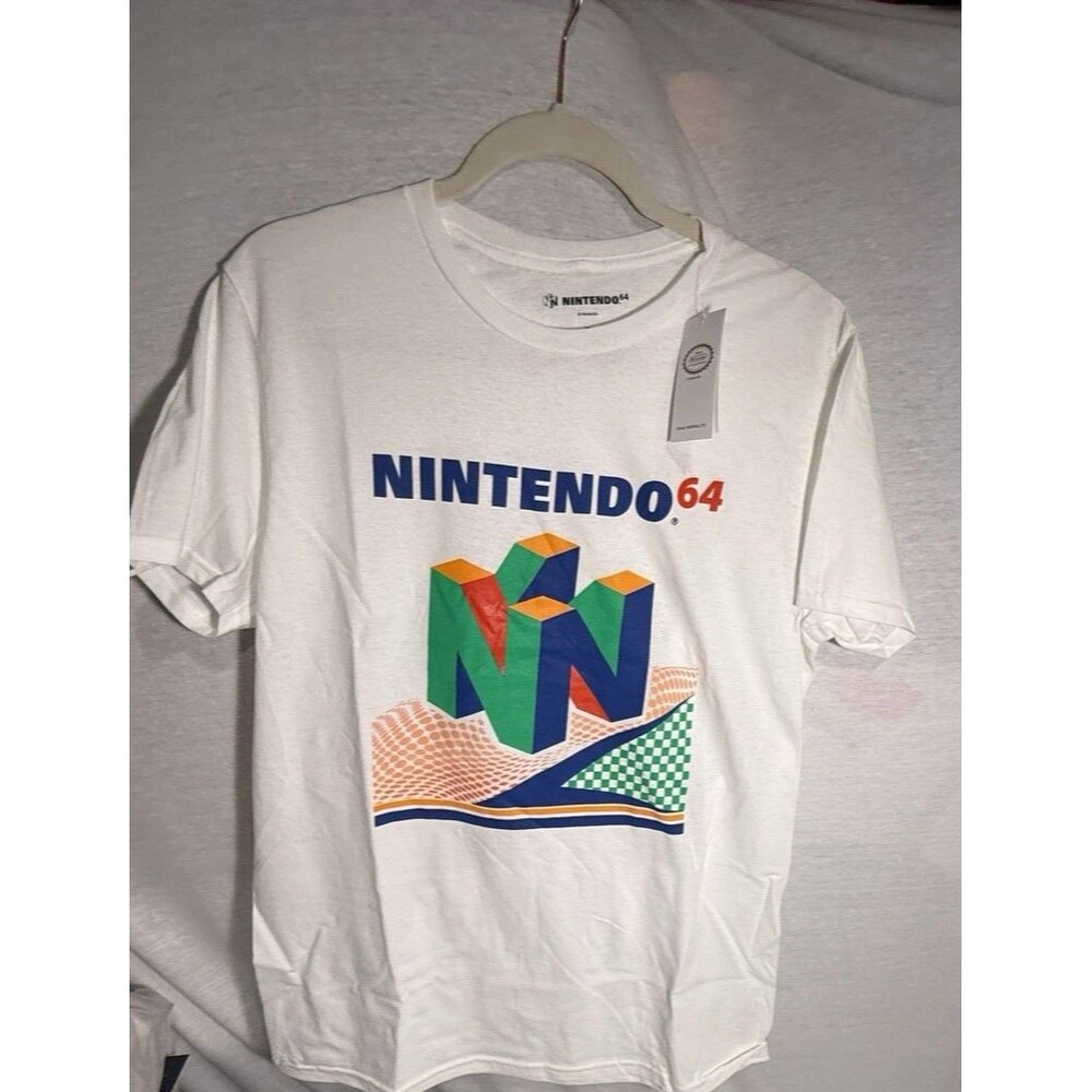 NEW NWT Nintendo 64 N64 Logo Graphic T-Shirt White Short Sleeve Size SZ M Tee